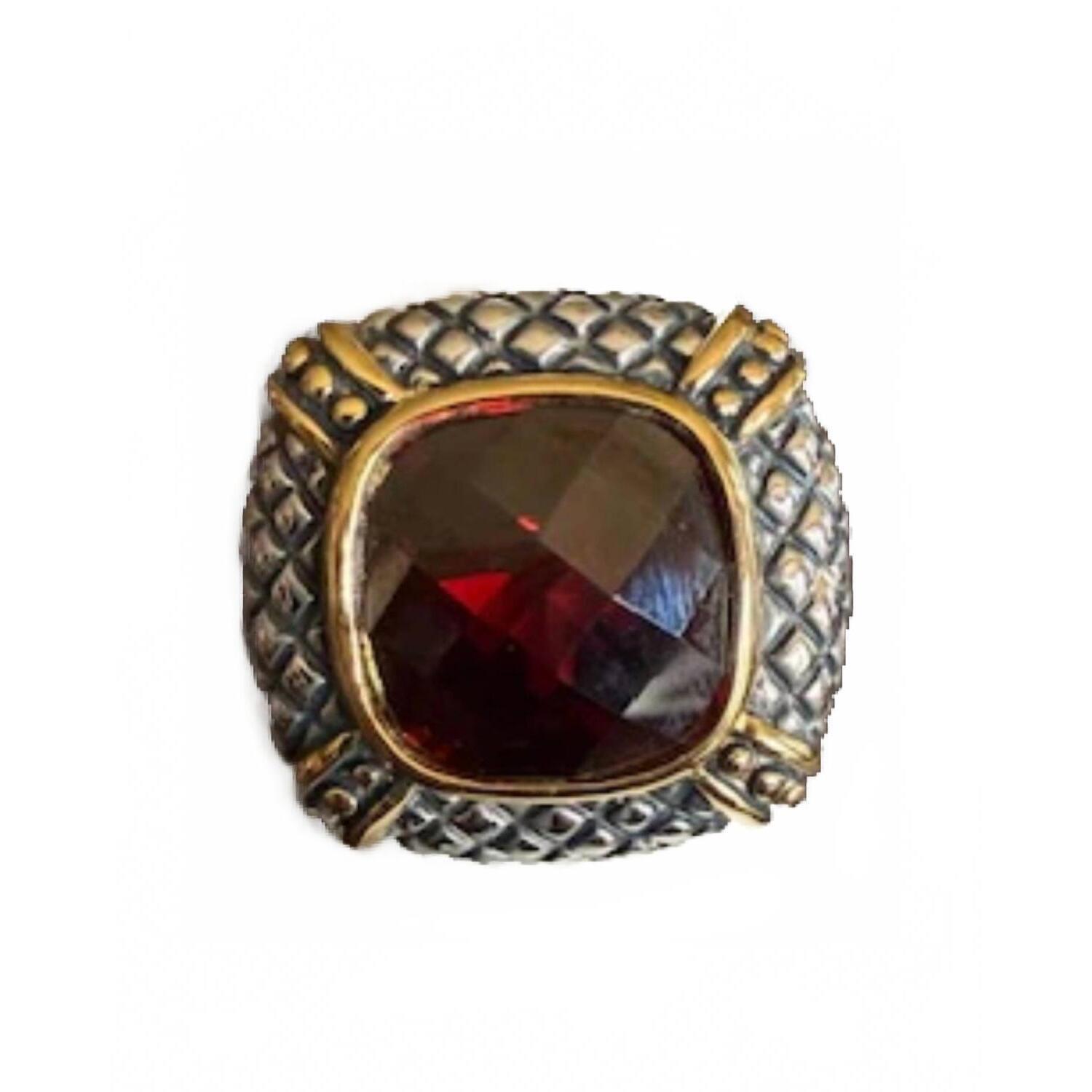 New P & K Jewelry Women's Sterling Stone Ring In Silver/ Red
